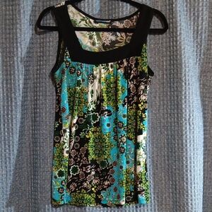 Saint Tropez West Floral Sleeveless Blouse - Black, Blue, Green
